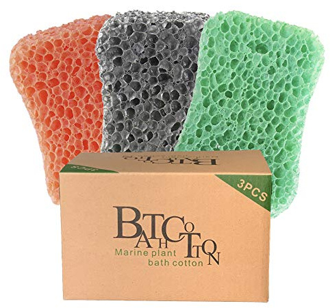 Bade-Schwamm 3er-Pack – Weiche Peeling-Duschschwämme für eine gründliche Reinigung, langlebiges Körper-Schwamm-Set für Erwachsene in Orange, Grau & Grün