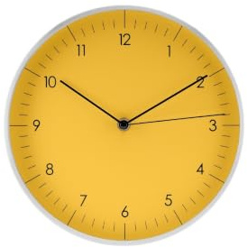 LUUK LIFESTYLE Design Quarz Wanduhr ohne Ticken, mit arabischen Ziffern, Moderne Dekoration für Wohnung, Haus, Büro, in gelb und Silber