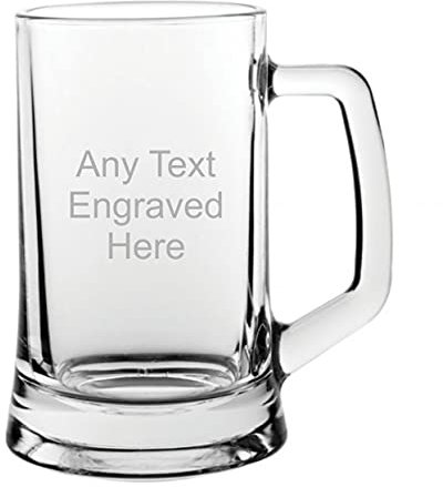 1stclassgifts [Custom] Personalised 1 Pint Glass Tankard ( Beer Pot) Christmas Birthday Gift Any Text Engraved.