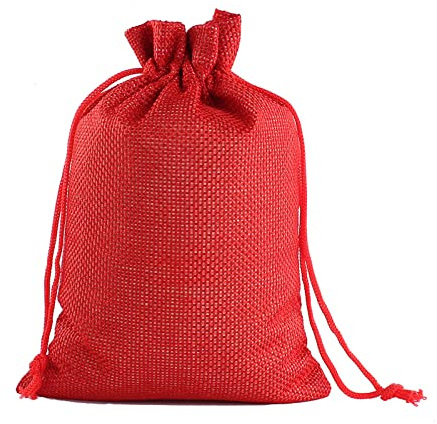 20 Stück Jute Sack Jutesäckchen Jutebeutel Flachbeutel Kleine Stoffbeutel Mini Baumwolle Säckchen für Weihnachten Babyparty Erntedankfest Halloween Ostern Muttertag Papiertüten -rot 1-9x12cm