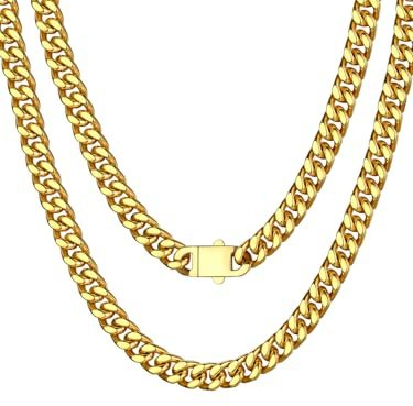 Bestyle Halskette Herren Kette Miami Panzerkette aus Edelstahlkette Kubanische Schmuck Männer Hip Hop Länge 45/50/55/60/65/71/76cm Breite 5/7/9/12mm