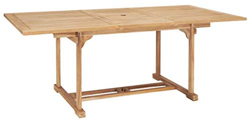 Tidyard Utdragbart bord teak (150–200) cm | utdragbart matbord | trädgårdsbord i massivt trä | väderbeständigt träbord för trädgård, terrass, balkong, utomhus