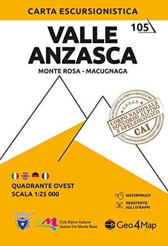 105 Valle Anzasca Ovest: Wanderkarte (Carte escursionistiche 1:25.000)