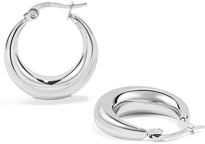 LOUMILEO Chunky Hoop Earrings 20mm 14K Gold Plated Hypoallergenic Lightweight for Women