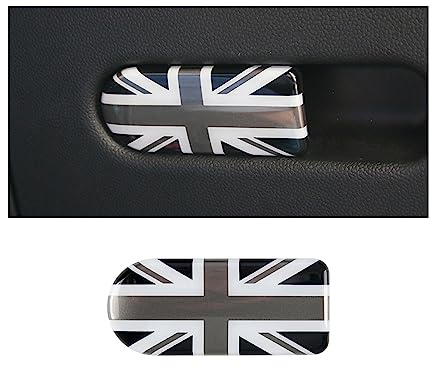 uvcany MINI F54 F60 Union Jack Glove Box Compartment Handle Cover Trim for Mini Cooper One/S/JCW F54 Clubman, F60 Countryman(Union Jack Gray)