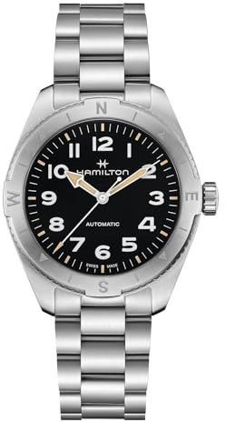 Hamilton Watch Khaki Field Expedition Auto | Fabbricato in Svizzera | Cassa in acciaio inossidabile da 41 mm | Orologio analogico con quadrante nero | Cinturino in acciaio inossidabile argentato