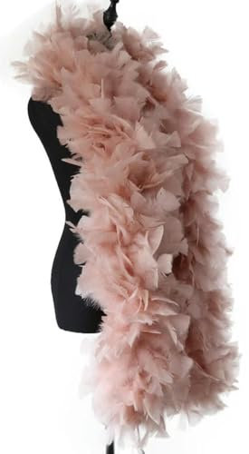 OWNPET 2 Meter braune Türkei-Federboa, großer Flauschiger Marabu-Federn-Schal für Cosplay, 200 g, Kleidungsdekoration, Pflaumenboas