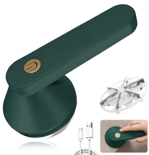 WASAGA - Eliminador de pelusa eléctrico para ropa, suéter, afeitadora de tela recargable, quitapompones, abrigo, cortapelos para ropa (verde)