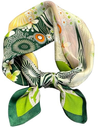 kcctoo 27.5 Mulberry Silk Feeling Head Scarf Women's Fashion Square Neck Satin Scarfs for Bag Hair Scarves Gift(K007)