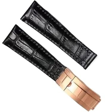 honyeuk Echtes Lederarmband für Rolex Ghost Daytona Yacht Logtype Wasserarmband mit Butterfly-Schnalle. Armband 20 mm(Rosy Brown,20mm)