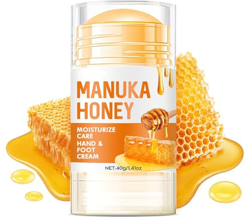 Grospe Honey Foot Balm Stick,Manuka Honey Stick Foot Cream for Dry Cracked Heels and Feet Moisturizing & Exfoliating Care for Dry Cracked Feet Knees and Hands Callus 1.41 Oz