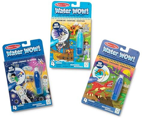 Melissa & Doug Water Wow! Malbuch ohne Durcheinander, wiederverwendbarer Aktivitätspad, Dinosaurier, Abenteuer, Weltraum, Reisespielzeug, Partyzubehör, für Kleinkinder und Kinder ab 3 Jahren