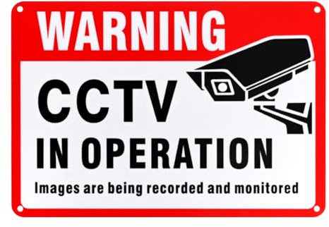 M METERXITY 1-Pack CCTV in Operation Sign, 10 x 7 CCTV Audio Recording Aluminum Warning Reflective UV-Protection Security Camera Sign for Indoor/Outdoor