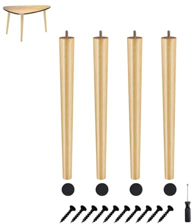 Generisch 4er Set Tischfüße Holz Möbelfüße Füße Für Möbel Mit Gewindestift Ideal Für Küchen ESS-Tische Robust Und Stabil(50cm/20in)