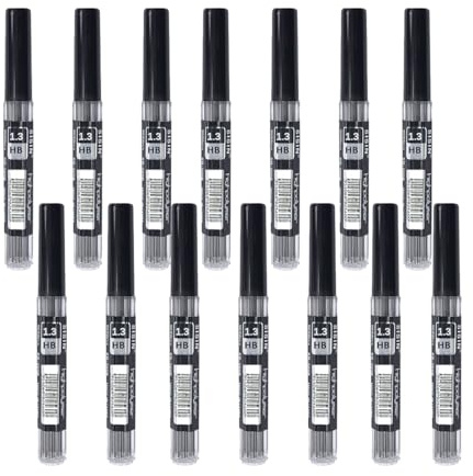MROOFUL 14 tubesx 1,3 mm mine di ricambio, HB,14 tubi contenenti 12 mine ciascuno, mine di ricambio per matita meccanica (1,3 mm)