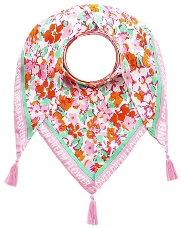 Zwillingsherz Dreieckstuch Damen, 220 x 130 cm, Bunt Gemustert mit Quasten, Strandpink Zebra