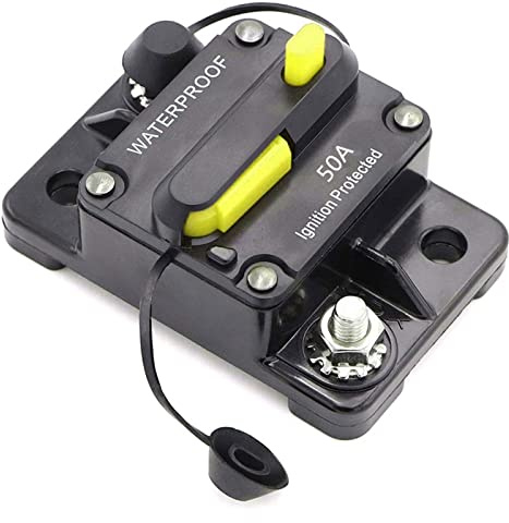 ZBJGBUIA Disjoncteur 30-300A Double Batterie 12V 24V DC, fusible à réinitialisation Manuelle, disjoncteur de Voiture, Audio de Voiture, récupération Automatique en Ligne(50a)