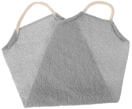 BATHVEVE Rückenscheuerhandtuch für Duschbad Dehnbarer Peeling Waschhandschuh für Männer und Effektive Hautreinigung und Sanftes Peeling Hellgrau