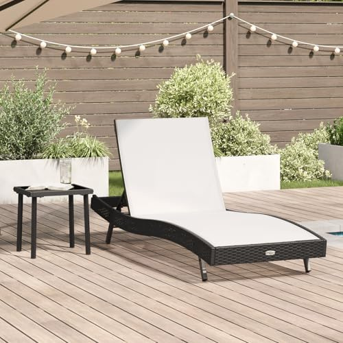 Gecheer Liegestuhl 2 pcs Schwarz 40 x 40 x 40,5 cm Poly Rattan Gartenliegestuhl für Garten Pool Strand Camping Indoor Outdoor