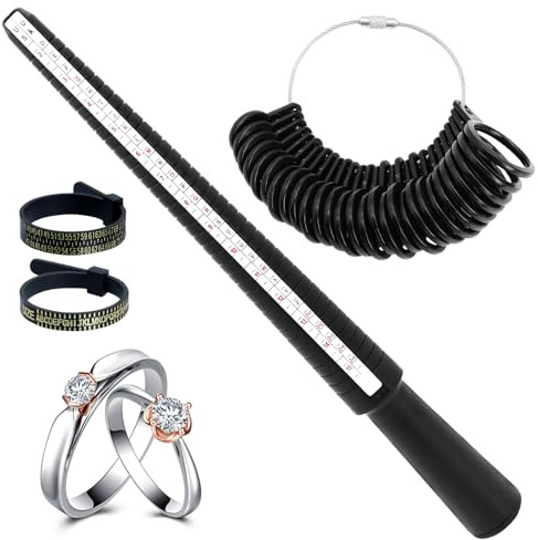 4 Pièces Outil de Mesure pour Bague, Baguier Mesure Doigt Français Ensemble de Mesure de Doigt Professionnel pour Bague Guide des Tailles Baguier de Doigt pour Tailles EU US UK