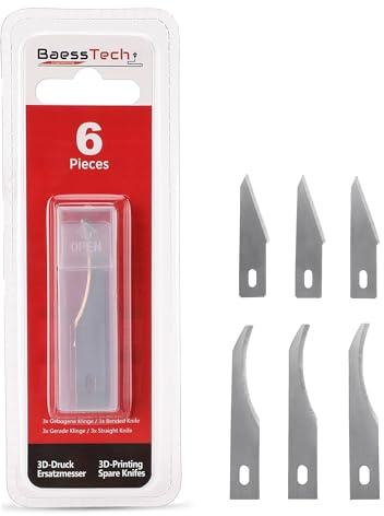 BaessTech 3D-Drucker Messer-Set – Schneidwerkzeug zur 3D Druck Nachbearbeitung, Stützstrukturen leicht entfernen & Modelle Entgraten - Schneidet PLA, ABS, PETG, uvm. (Ersatzmesser - Set (6 Klingen))
