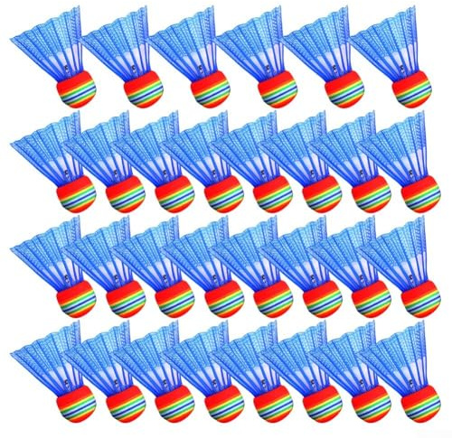 Honseadek Volani in spugna per principianti e bambini, 30 palline da badminton in nylon per allenamento al chiuso, set da allenamento leggero e a bassa velocità (blu)