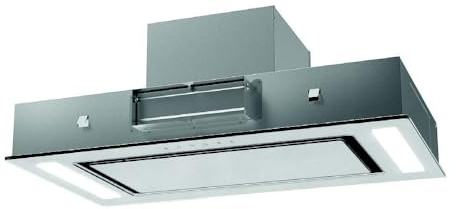 Cookology Essentials 90cm Ceiling Cooker Hood - 597 m³/h - White Glass | Kitchen Extractor Fan - LED Bar Lighting - Touch & Remote Controls - A Energy Rated - 2 Grease Filters - 597 m³/h Air Flow