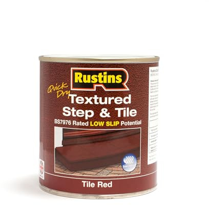 RUSTINS Textured Step & Tile Paint Red 500ml – Anti-Slip Floor Paint for Concrete, Stone, Tiles & Steps – Durable Interior & Exterior Finish