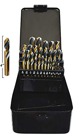 29PC Stubby Industrial Black & Gold Drill Bit Set 135 Degree Split Point