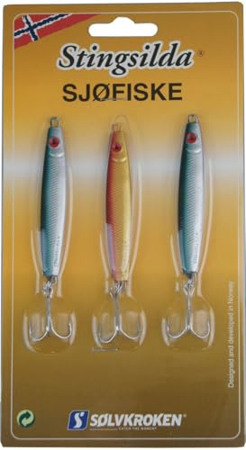Solvkroken Stingsilda - 3 Pilker, Gewicht/Länge/Hakengröße:28g - 7.5cm - Gr. 4