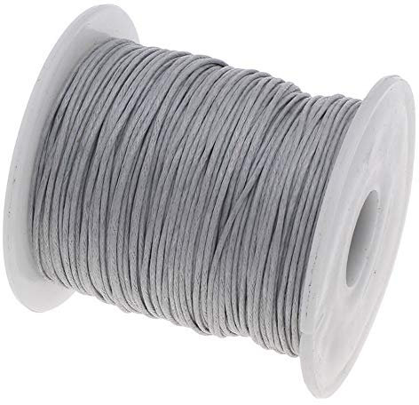 My-Bead Wachsschnur Baumwollschnur 1mm Silber 90 Meter stark & reißfest ideal für Schmuckherstellung Makramee Basteln Armbänder Ketten DIY