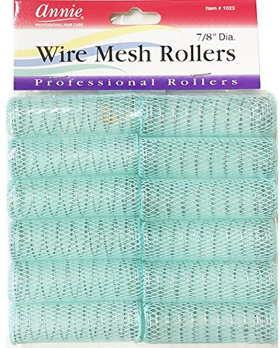 Annie- Wire Mesh Rollers #1023 - (12) Count - Green Medium - 7/8 Inch (2 Pack)