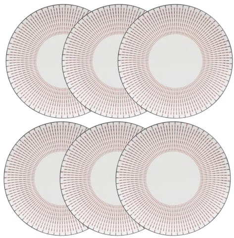 Secret de Gourmet - Lot de 6 Assiettes Plates Porcelaine Lunis 27cm Rouge