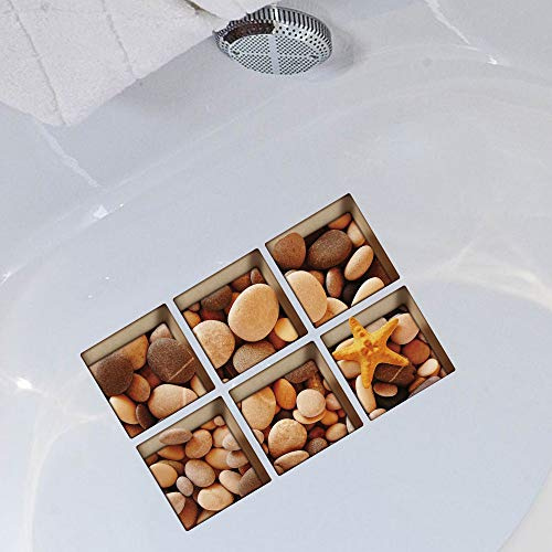 AILEGOU 3D Non-Slip Bathtub Stickers, Children's Animal Shower Stickers, Safety Treads Add Non-Slip Traction to Tubs Showers Pools Tables,Total 6 Pieces（Pebbles-A05）