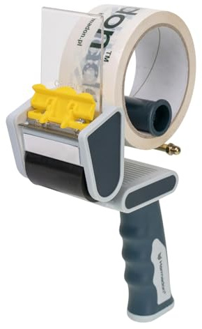 Harmadon Paketbandabroller 50 mm – Handabroller Klebeband mit LOW NOISE System, ergonomisch, leicht, präzises Schneidsystem aus Edelstahl, ideal für Lager und Versandabteilungen GFC-286