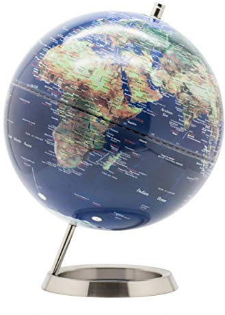 EXERZ 25cm Schülerglobus - Globus Englischer Sprache - Verpackung in hochwertiger Kraftbox, ideal zum Verschenken (Marineblau)