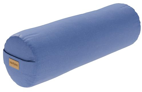 GORILLA SPORTS® Yoga Bolster 65 x 20 cm, Bio Dinkelspelz-Füllung, Baumwolle | Waschbarer Bezug aus 100 % Baumwolle, Tragegriff und Farbwahl; Yogarolle, Yogakissen, Yogabolster, Pilates, Restorative Yoga