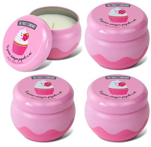 The Fruit Company Vela Perfumada Fresa Nata en lata de 150 gr con 1 mecha, con cera vegetal, duración +40hrs y extractos naturales