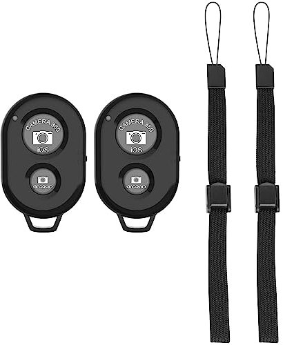 Wireless Bluetooth Remote Shutter Control, Camera Shutter with Wrist Strap for Smartphone, IncludedCompatible with i-OS and Android9 (2PCS, Black)