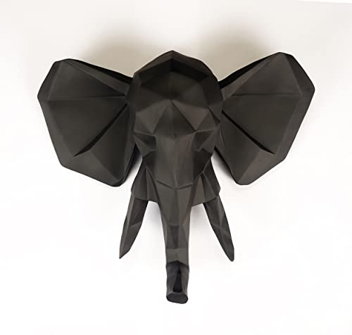 furni24 Elefanten-Wandbüste, Unbedeutende Wanddekorations-Skulptur, Wandwand-hängende Tierkopf-Garten-Bar-Kaffee-Weihnachtswand-hängende Harz-Skulpturen (Farbe: Schwarz, Form : Elefanten)