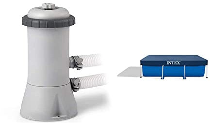 Intex 28638BS 1000 GPH 220 - 240 V Cartridge Filter Pump - Grey & Debris/Weather Cover for 3metre x 2metre Frame Pools - 28038