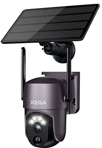 Xega Smart Solar Security Camera Outdoor Wireless 2K Super HD PTZ CCTV Camera Wi-Fi Surveillance Camera Home Security Color Night Vision PIR Human Detection Two-way Audio