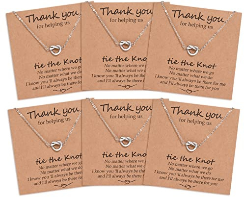 CheersLife 6 Regalos Para Damas de Honor: Collar de Anuncio de Boda, Gracias Por Ayudarnos a Atar el Nudo, Propuesta de Boda - Juego de Regalo Para Mujeres