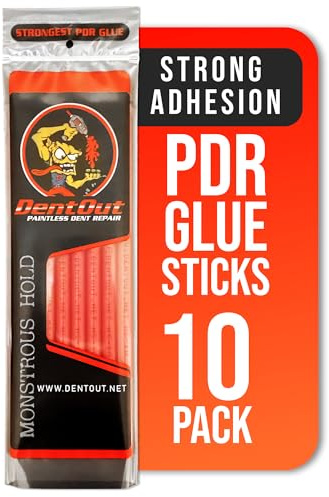DentOut Monstrous Red PDR Glue Sticks (10 Pack) - PDR Glue for Unmatched Adhesion and Precision Dent Removal – Professional Paintless Dent Repair Glue Sticks