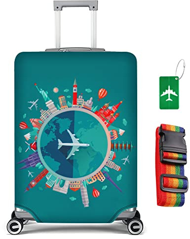 flintronic Elastisch Reise Kofferschutzhülle, 29-32 Zoll Kofferhülle Luggage Cover, Gepäckabdeckung for Travel Luggage Schutzhülle, Inklusive Gepäckanhänger*1+Gepäckgurt*1 (XL, Grün)