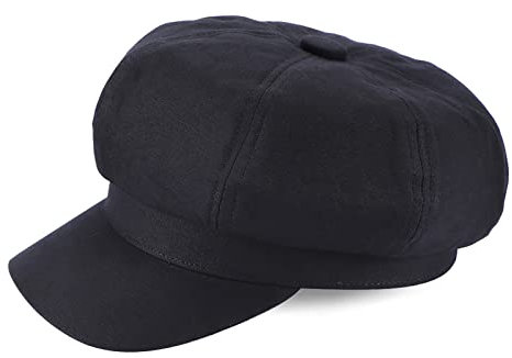 MK MATT KEELY Schirmmütze Damen Baskenmütze Newsboy Barett Cap Damen Ballonmütze mit Visier für Vier Jahreszeiten,Schwarz