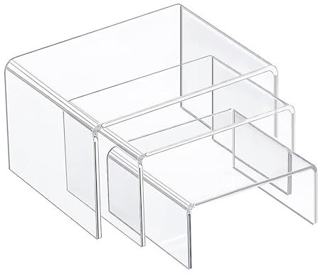 Wohlstand 3 stücke Acryl Regal, Acryl Display Riser Stand, Klare Acryl Display Riser, Acryl Display Risers Clear für Display Schmuckketten, Armbänder, Kosmetik und andere Gegenstände