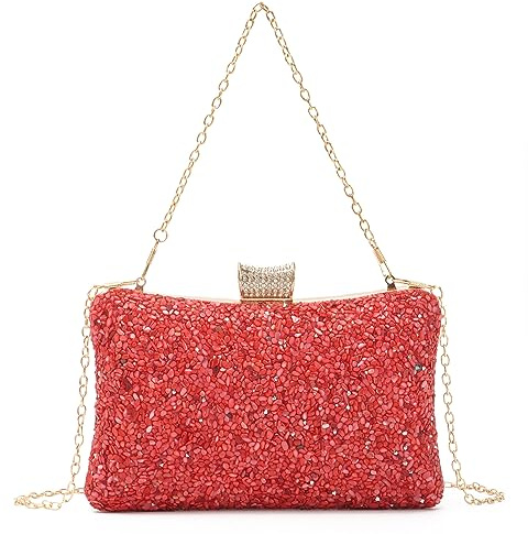 Syrads Vintage Embrague Noche Bolsos Cena Bolsas Damas Pures Boda Fiesta Bolso Monedero,Rojo