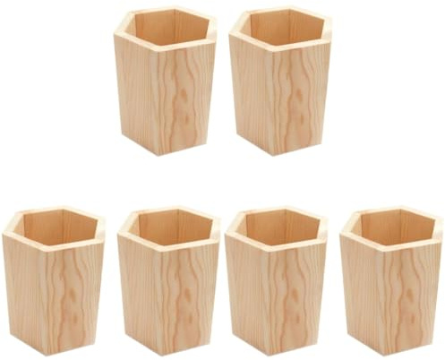 STOBOK 6 Stück Kiefernholz-Stifthalter Schreibwarenbehälter Tischplatte Sukkulenten-Blumentopf Schöner Halter Das Stiftständer Für Den Schreibtisch Mini-Bleistifte