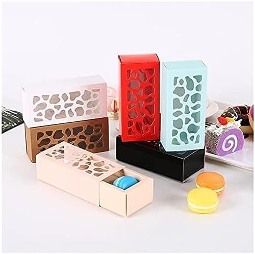 Geschenkboxen, 10 Stück, Hohle Macarons-Keksschachtel, Lange/Shortcake-Kuchen-Nougat-Box, Schokoladenpapier-Geschenkbox, Hochzeit, Geburtstag, Party,Weiss,13x6x4cm,Pleasant63